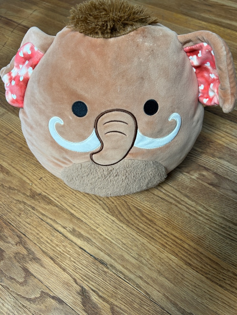 Squishmallows Brown Mammoth Plush with Pink Patterned Ears